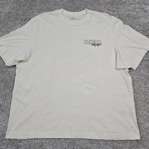 Abercrombie & Fitch Shirt Mens XXL Cream Graphic Budweiser Racing Cars - Picture 2 of 10